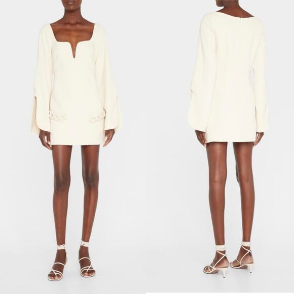 Alexis Azize Chain-Embellished Crepe Mini Dress Ivory Medium NWT - Picture 1 of 12